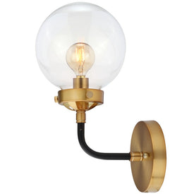 Caleb Single-Light Wall Sconce - Black and Brass Gold