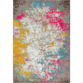 Contemporary POP Modern Abstract Yellow/ 120"L x 93"W Area Rug - Multi