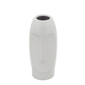 10" Ceramic Face Vase - White
