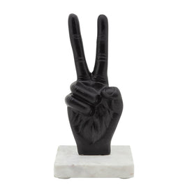 9" Metal Peace Sign Sculpture - Black