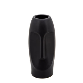 10" Ceramic Face Vase - Black