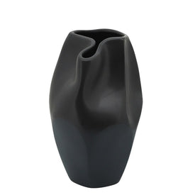 10" Ceramic Abstract Vase - Black