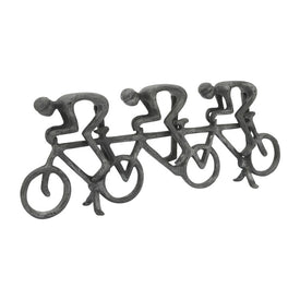 20" Metal Three-Man Cyclists Figurine - Gunmetal