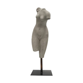 26" Polyresin Torso Sculpture on Stand - Gray (Knockdown Design)