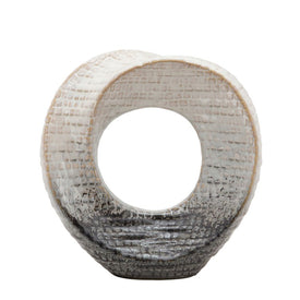 8" Ceramic Ring Sculpture Tabletop Decor - Cream