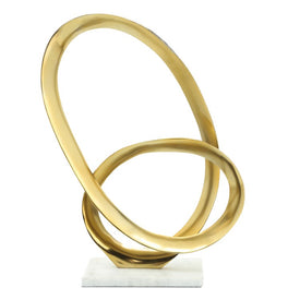 16" Metal Loop Sculpture with Marble Base - Gold