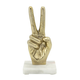 9" Metal Peace Sign Sculpture - Gold