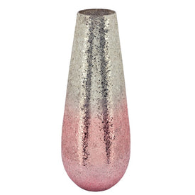 18" Crackled Glass Vase - Blush Ombre