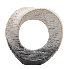10" Ceramic Ring Sculpture Tabletop Decor - Cream