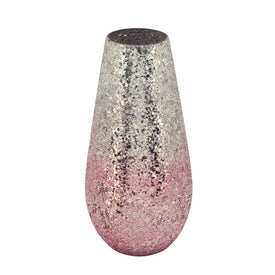 12" Crackled Vase - Blush Ombre