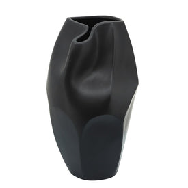 14" Ceramic Abstract Vase - Black