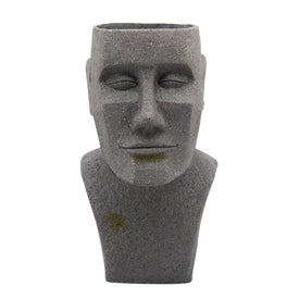 20" Moai Bust Polyresin Planter - Gray