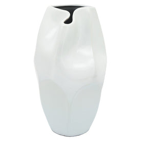 14" Ceramic Abstract Vase - White