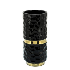 10" Belted Vase - Black/Gold