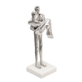 12" Metal Couple Figurine - Silver