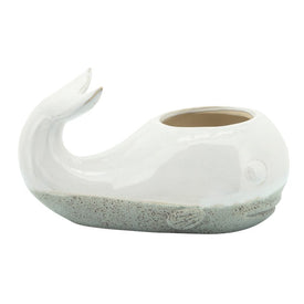 Ceramic Whale Planter - Beige