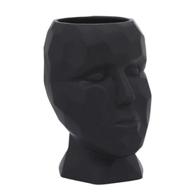 10" Porcelain Face Vase - Black