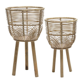 10"/12" Rattan Wicker Basket Planters Set of 2 - Natural