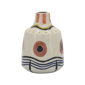 8" Ceramic Tribal Vase - Multi