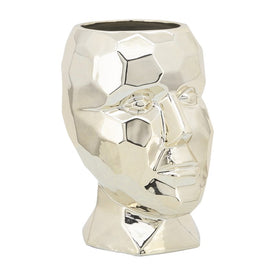 10" Porcelain Face Vase - Gold