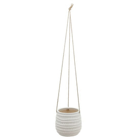 6" Dimpled Hanging Planter - White