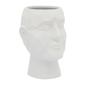 10" Porcelain Face Vase - White