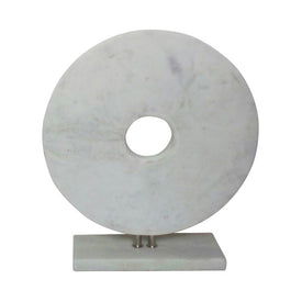 16" Marble Disk with Base - White