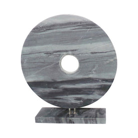 16" Marble Disk with Base - Gray