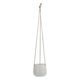 6" Abstract Tribal Hanging Planter - White