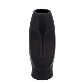 14" Ceramic Face Vase - Black