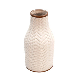 10" Chevron Ceramic Vase - White