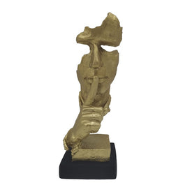 13" Polyresin Silence Man Sculpture - Gold
