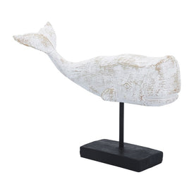 8" Polyresin Whale on A Stand - White