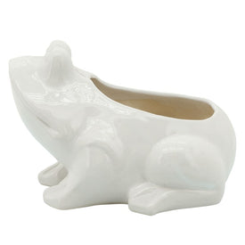 Ceramic Frog Planter - White