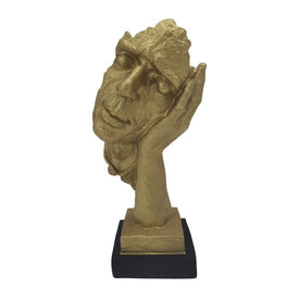 13" Polyresin Sleepy Head Sculpture - Gold