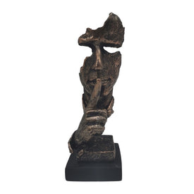 13" Polyresin Silence Man Sculpture - Bronze