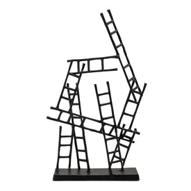 24" Metal Ladders Sculpture - Black