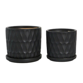 5"/6" Teardrop Planters with Saucers Set of 2 - Black