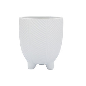 7" Porcelain Footed Planter - White