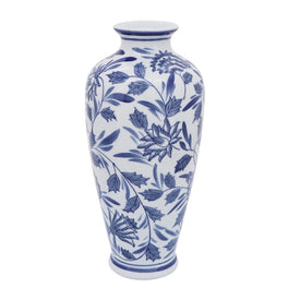 13" Ceramic Chinoiserie Vase - Blue/White