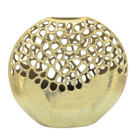 13" Oval Aluminum Cut-Out Vase - Gold