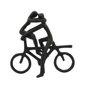 9.5" Metal Couple on Bike Sculpture - Black
