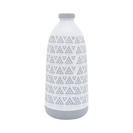14" Aztec Triangles Ceramic Vase - Gray