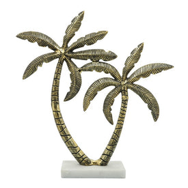 20" Metal Coconut Tree on Marble Base - Bronze