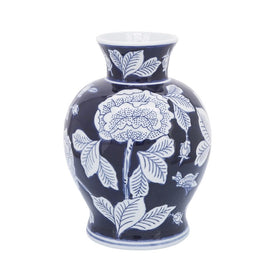 9" Ceramic Flower Vase - Blue/White