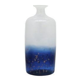 16" Two-Toned Glass Vase - White/Blue