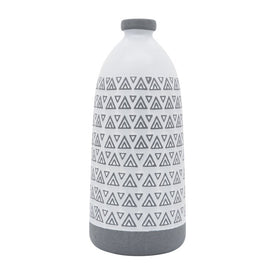 18" Aztec Triangles Ceramic Vase - Gray