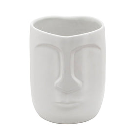 6" Ceramic Face Vase - White