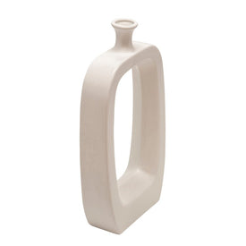 18" Ceramic Vase with Cut-Out Center - White