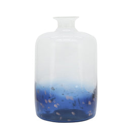 12" Two-Toned Glass Vase - White/Blue